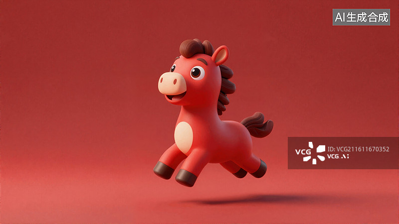【AI数字艺术】马年春节卡通小马吉祥物图片素材