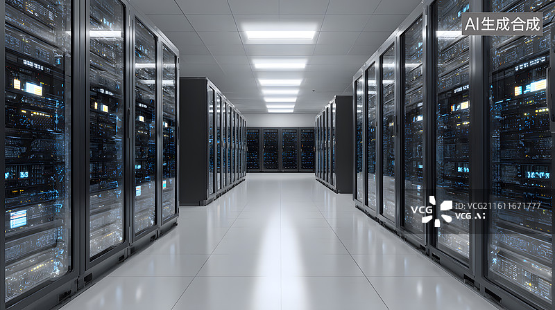 【AI数字艺术】现代化服务器机柜集群图片素材