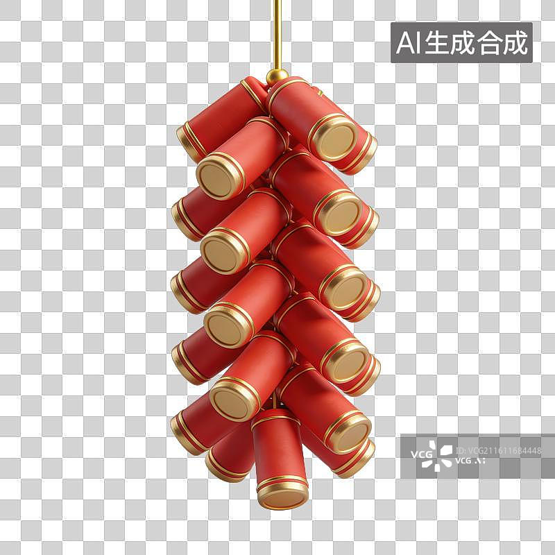【AI数字艺术】3D立体春节新春鞭炮炮竹元素图片素材