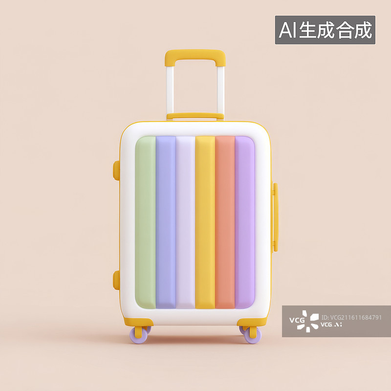 【AI数字艺术】彩虹色图案的行李箱图片素材