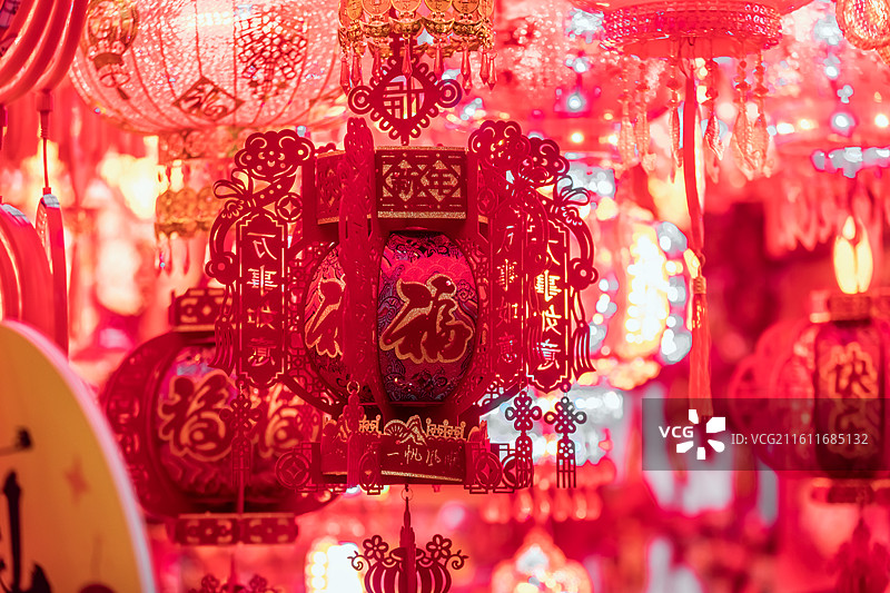 新春题材，福字，灯笼，除夕，年货节，中国年，春联，对联图片素材