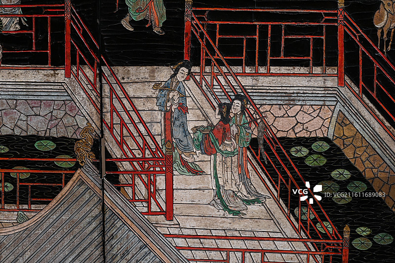 广东省博物馆展出的漆器文物图片素材