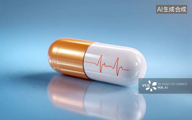 【AI数字艺术】一颗医用胶囊药丸图片素材