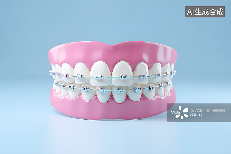 【AI数字艺术】蓝色背景上箍牙模型图片素材