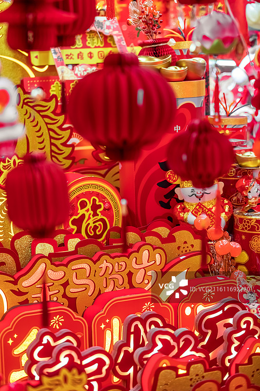 新春题材，福字，灯笼，除夕，年货节，中国年，春联，对联图片素材