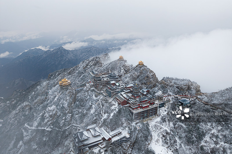 河南洛阳老君山雪景图片素材