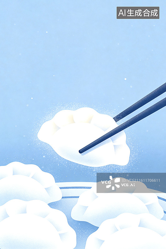 【AI数字艺术】冬天冬至立冬大寒小寒元宵节春节新年筷子夹起饺子海报底图插画图片素材