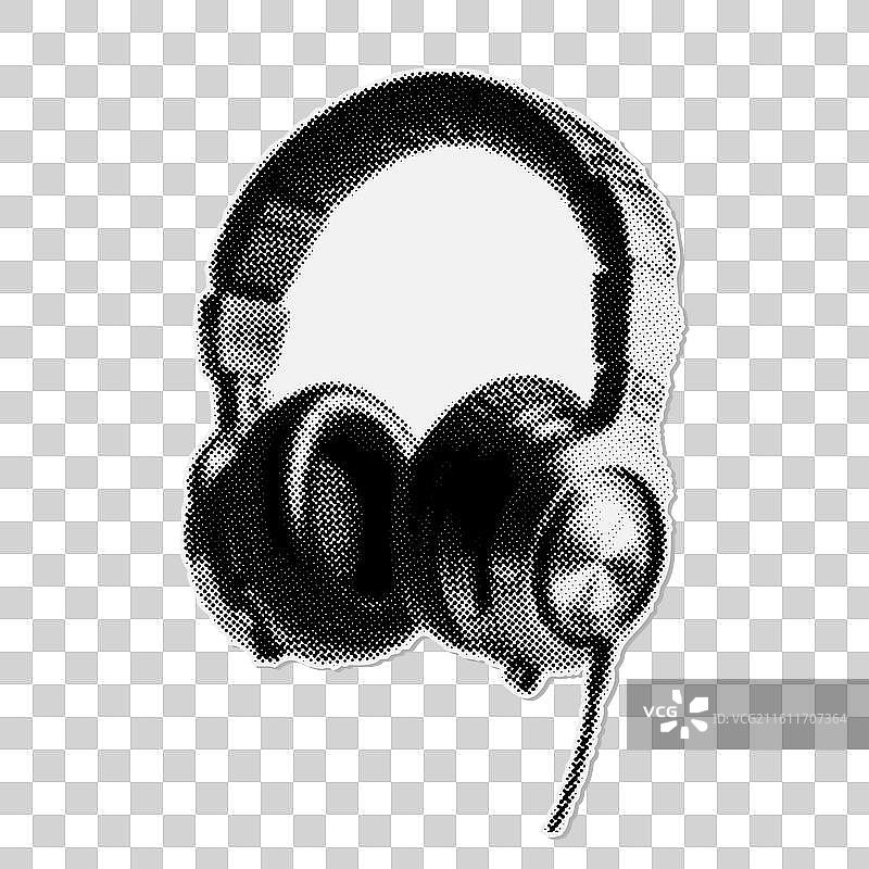 复古半调效果的经典耳机图片素材