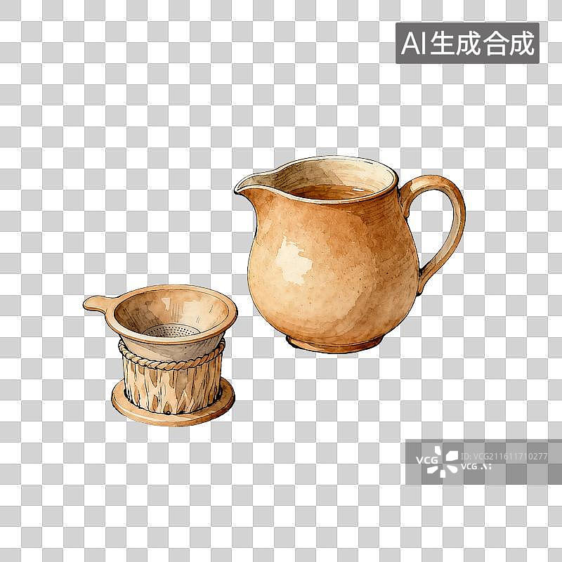 【AI数字艺术】陶瓷茶具暖色调温馨茶歇场景图片素材