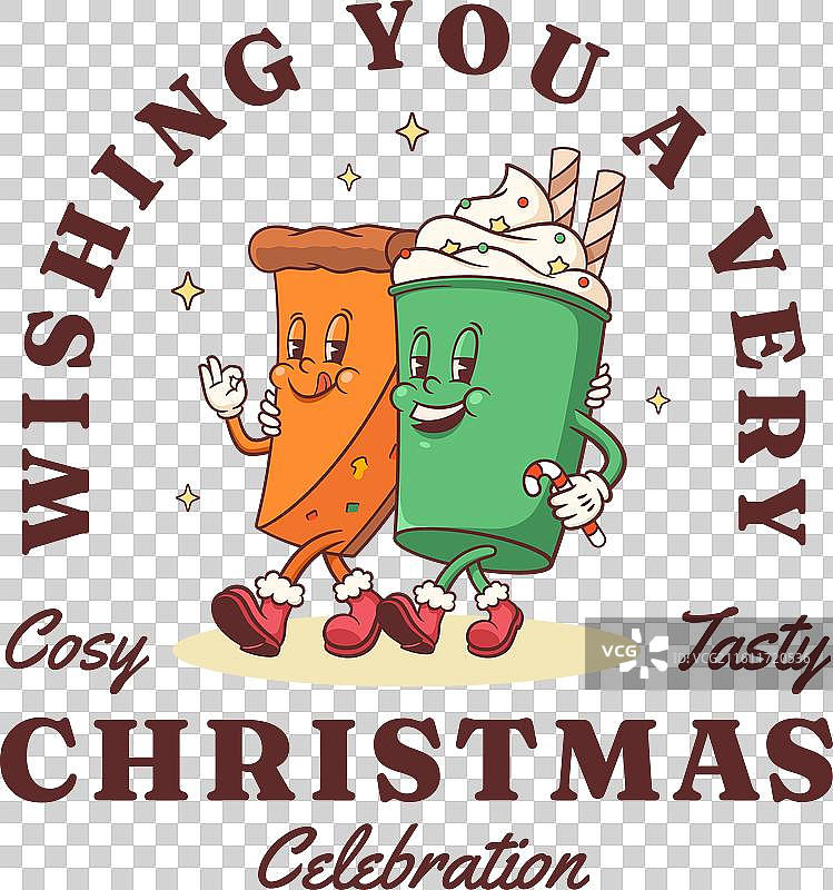 圣诞复古风咖啡与经典蛋糕图片素材