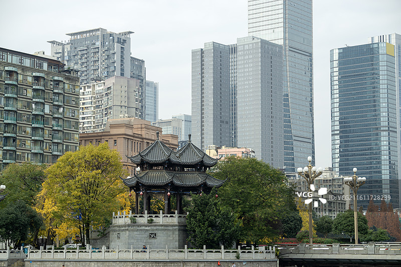 成都合江亭 古今同框图片素材