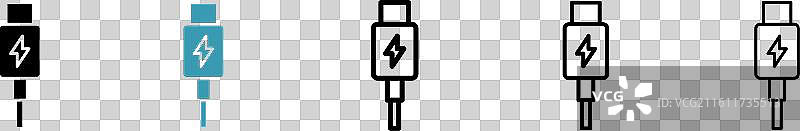 白色背景上的USB Type-C图标集图片素材