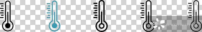 白色背景上的温度计图标集图片素材