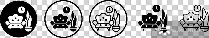 白色背景上的休息图标集图片素材