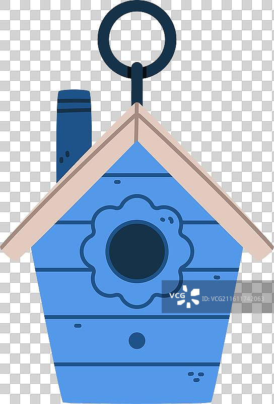 蓝色的鸟屋和木制鸟巢箱图片素材