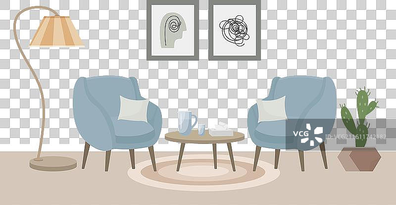 心理咨询师的办公室，一个温馨的房间图片素材