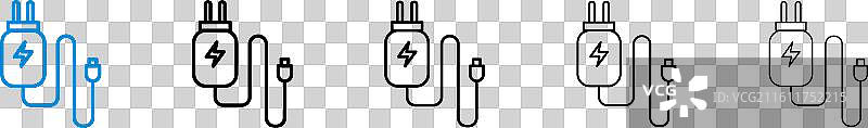 白色背景上的充电器图标集图片素材