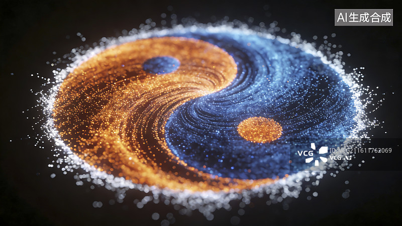 【AI数字艺术】阴阳符号抽象粒子艺术图片素材