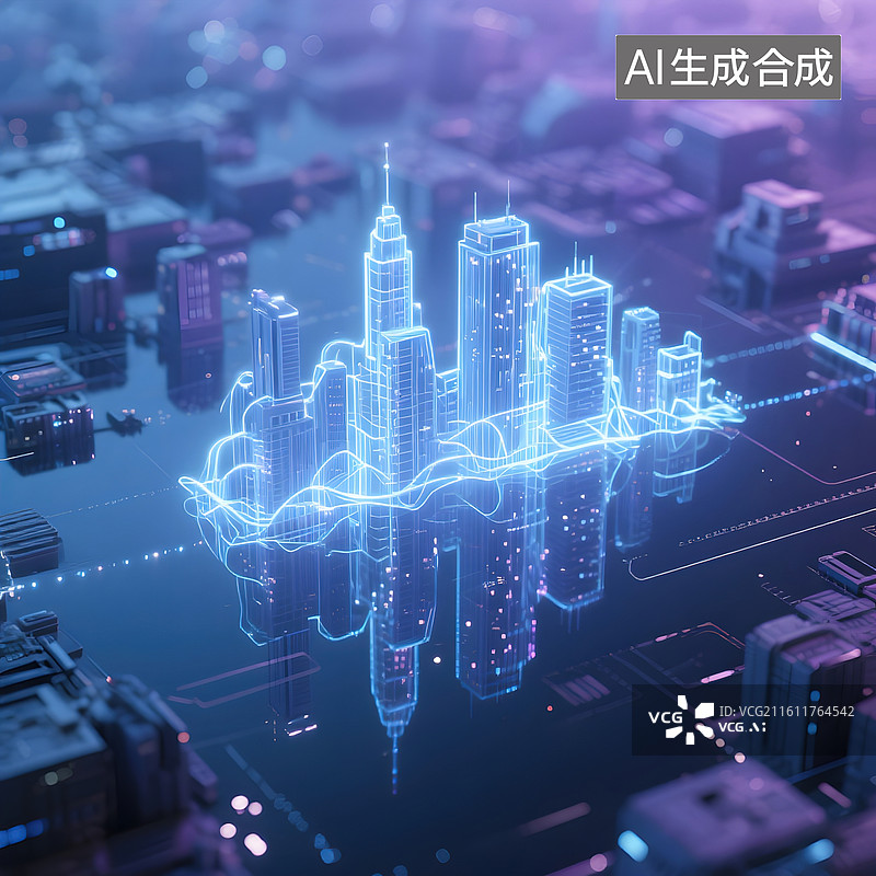 【AI数字艺术】ai芯片与虚拟世界，虚拟城市图片素材