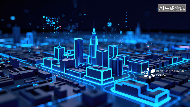 【AI数字艺术】ai芯片与虚拟世界，虚拟城市图片素材