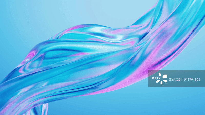 流动的蓝紫色透明布料背景三维渲染图片素材