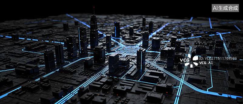 【AI数字艺术】ai芯片与虚拟世界，虚拟城市图片素材