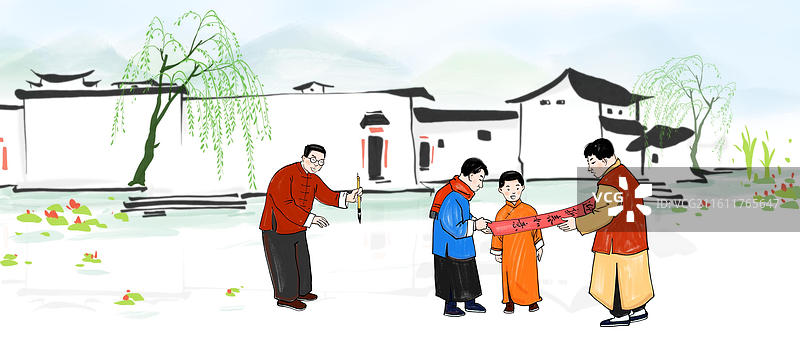 春天 新年氛围 江南水乡 新农村 乡村画卷 节日图片素材