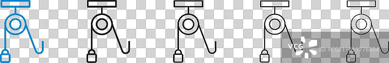 白色背景上的滑轮图标集图片素材