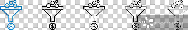 白色背景上的销售漏斗图标集图片素材