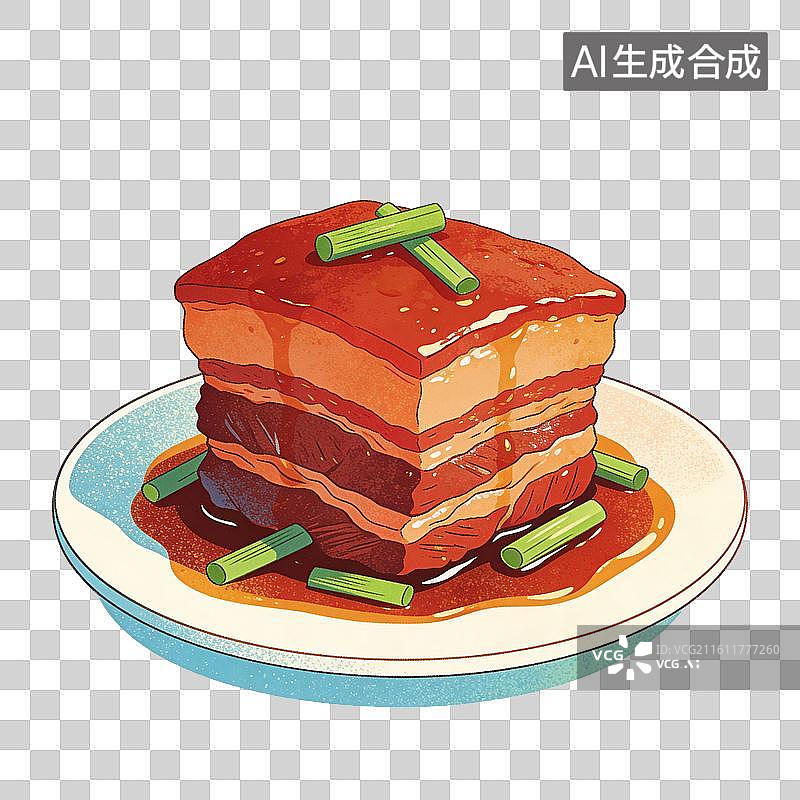 【AI数字艺术】红烧肉美食插画图片素材