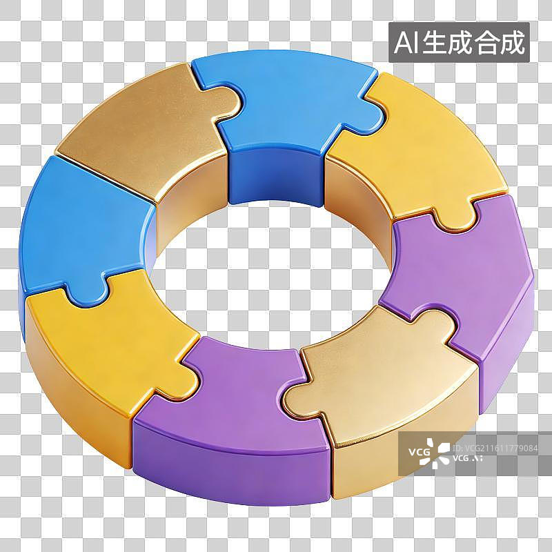 【AI数字艺术】彩色拼图环图片素材