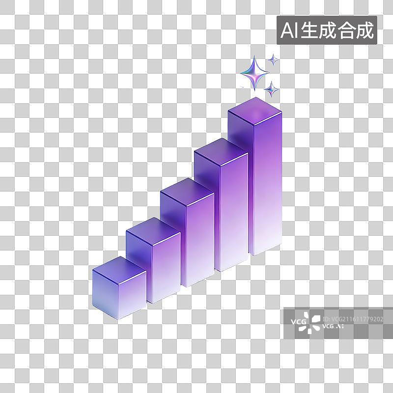 【AI数字艺术】紫色柱状图上升图片素材