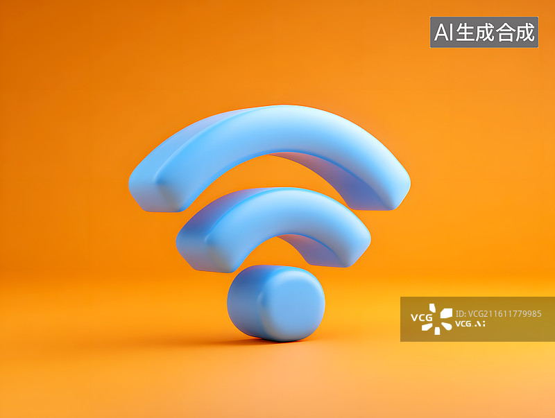 【AI数字艺术】蓝色的无线网络标识图片素材