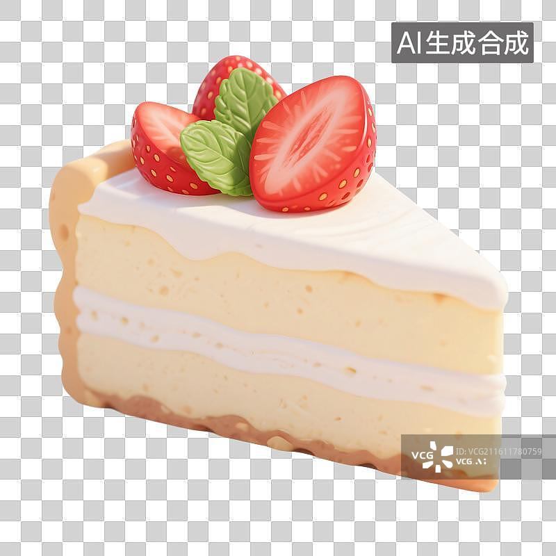 【AI数字艺术】莓果诱惑：精致芝士蛋糕切片图片素材