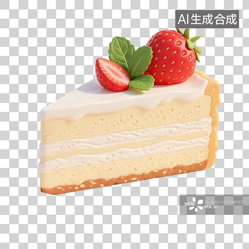 【AI数字艺术】莓果诱惑：精致芝士蛋糕切片图片素材