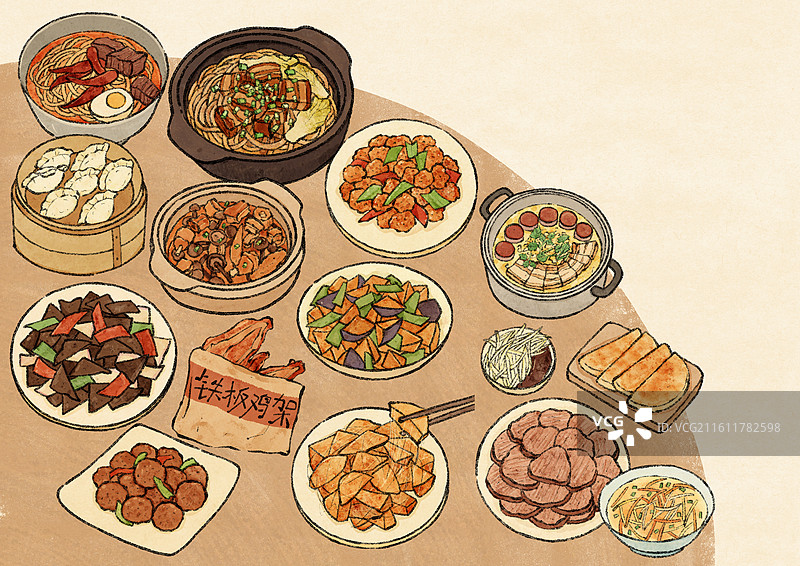 辽宁沈阳美食插画图片素材
