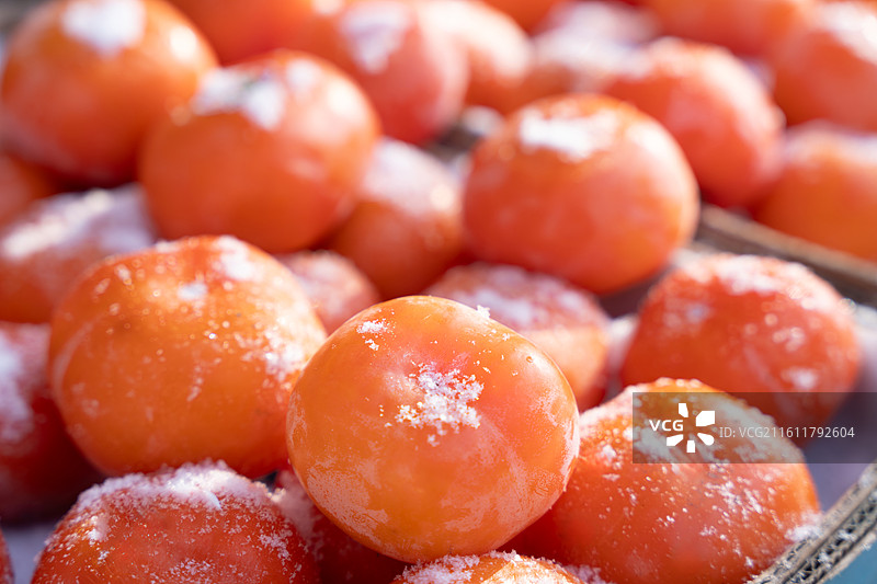 冬季 水果 冻柿子 火晶柿子 陕西省西安市临潼区特产图片素材