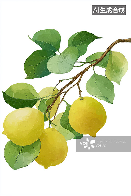 【AI数字艺术】柠檬枝头果实累累图片素材