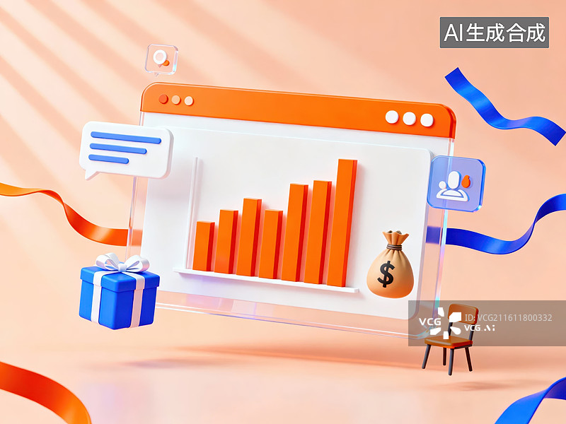 【AI数字艺术】数据增长与商业收益图表图片素材