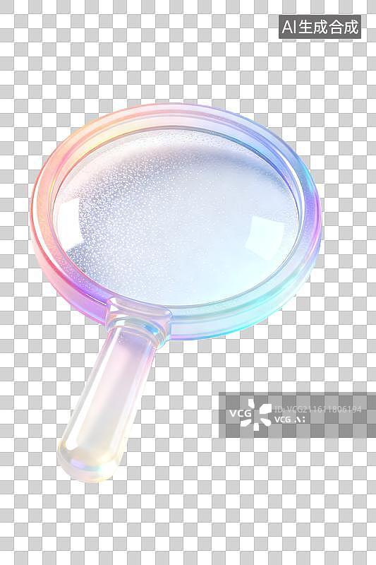 【AI数字艺术】炫彩半透明的放大镜   透明的放大镜搜索图标图片素材