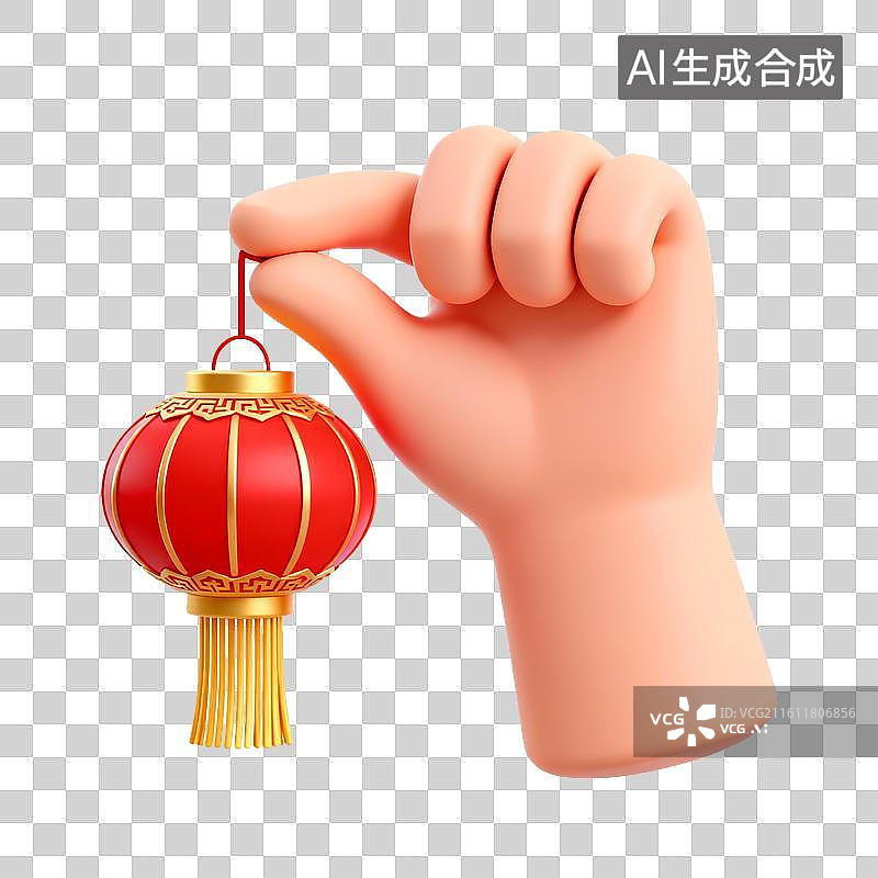 【AI数字艺术】手握红色灯笼图片素材