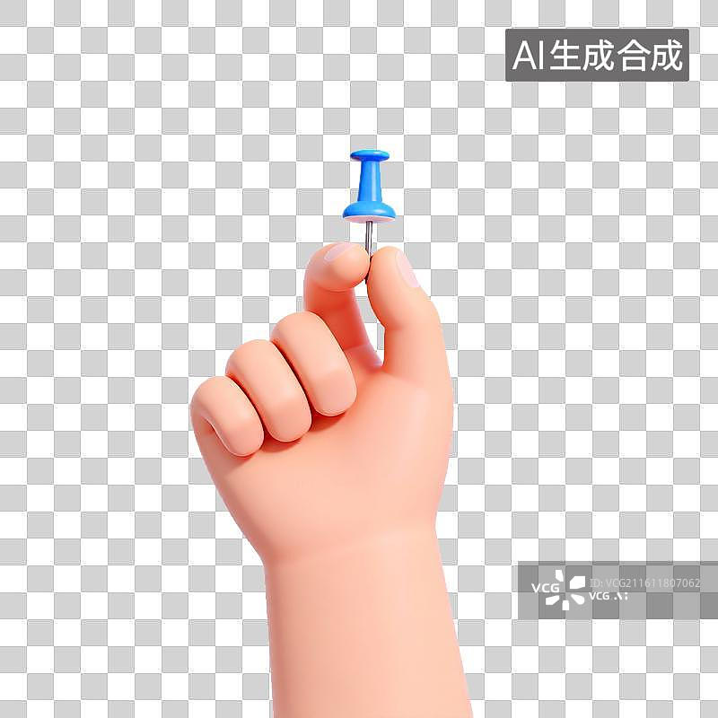 【AI数字艺术】手握蓝色图钉图片素材