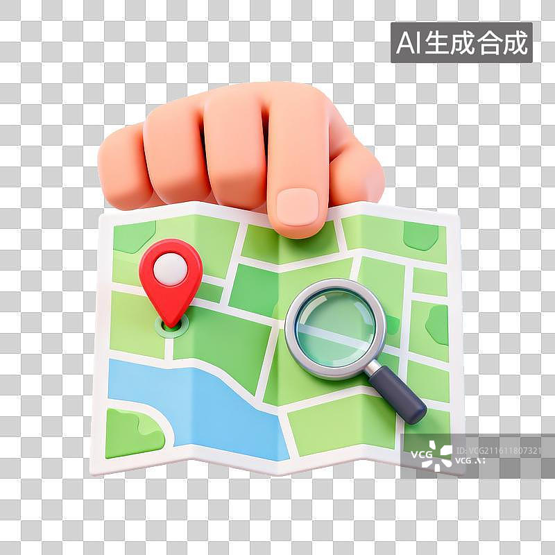【AI数字艺术】手握地图与放大镜图片素材
