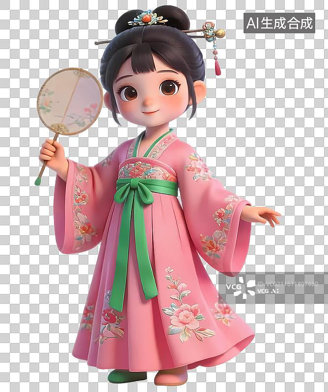 【AI数字艺术】Q版古风汉服女孩图片素材