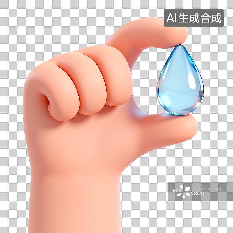 【AI数字艺术】手握蓝色水滴图片素材
