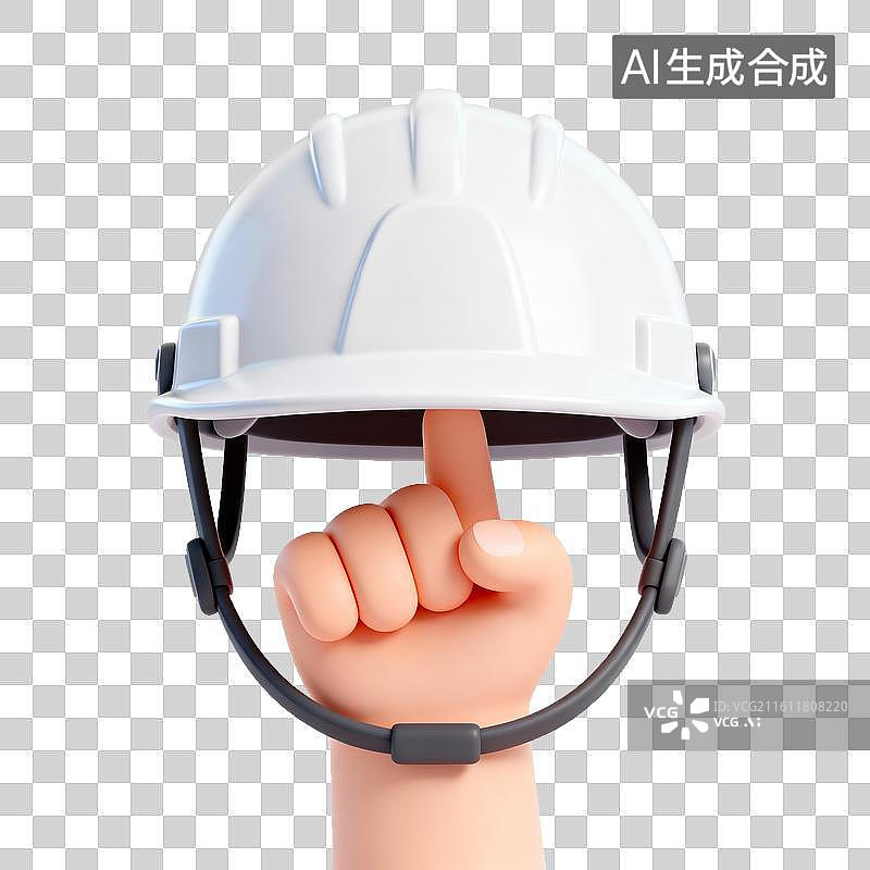 【AI数字艺术】戴安全帽的手指向上图片素材