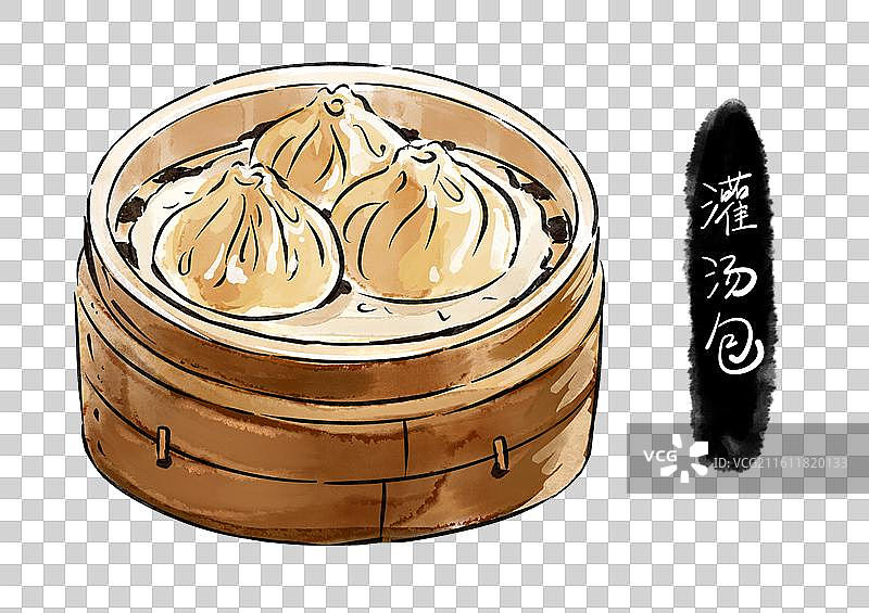灌汤包河南美食地理人文旅游国风水彩手绘插画图片素材