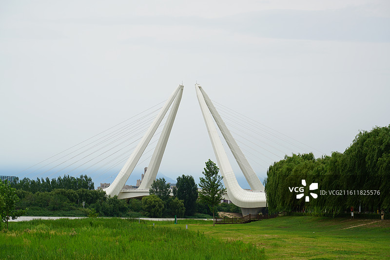西安交通大学创新港大桥咸阳渭河高新大桥图片素材