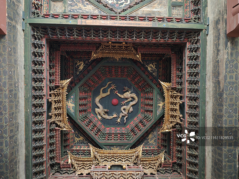 山西应县净土寺古建筑藻井图片素材