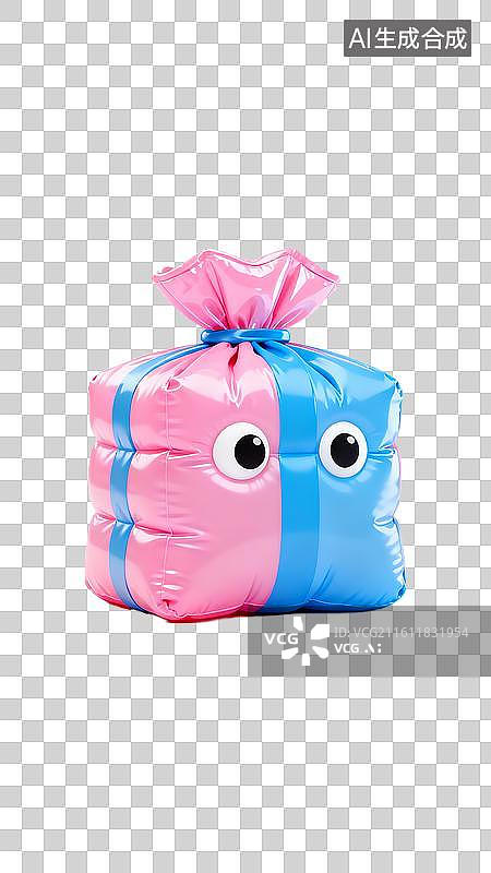【AI数字艺术】3D膨胀风卡通彩色袋子图片素材